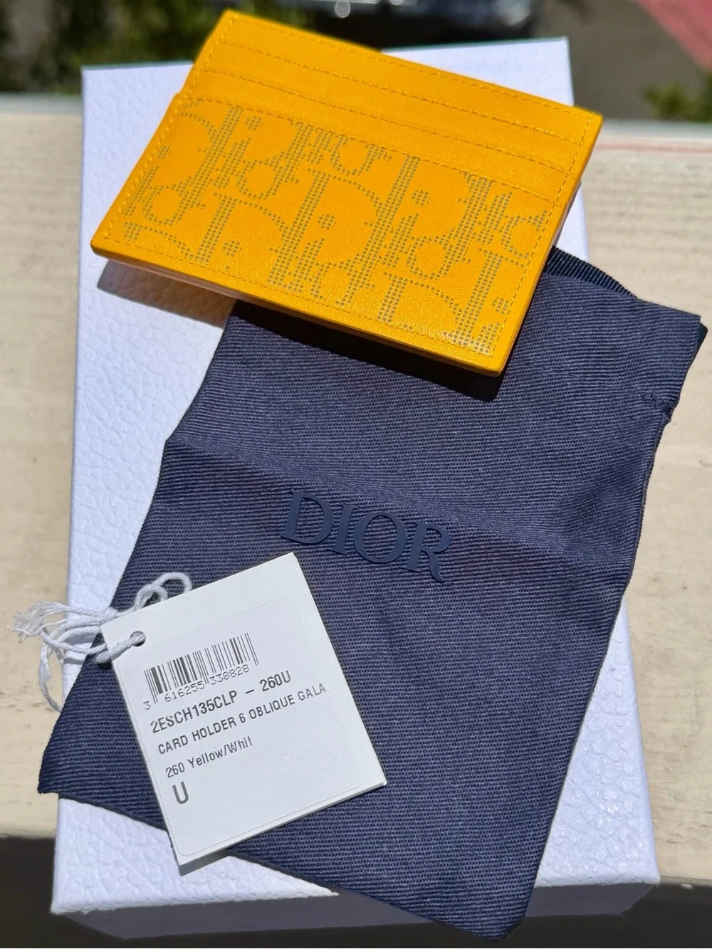 Dior Yellow Oblique World Tour Calf Leather Card Holder